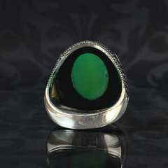 Anillo de plata maciza de piedra esmeralda 925, anillo de piedra preciosa esmeralda verde 