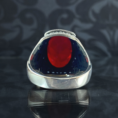 Red Ruby Gemstone 925 Sterling Silver Men Handmade Ring