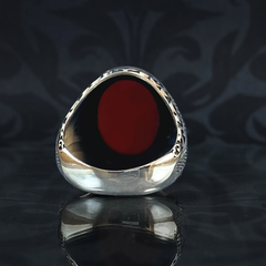 Red Agate Gemstone 925 Sterling Silver Men Handmade Ring