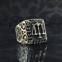 Scales of Justice 925 Sterling Silver Ring, Gift For Lawyer