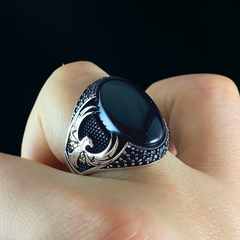 Phoenix Onyx Stone 925 Sterling Silver Men Handmade Ring