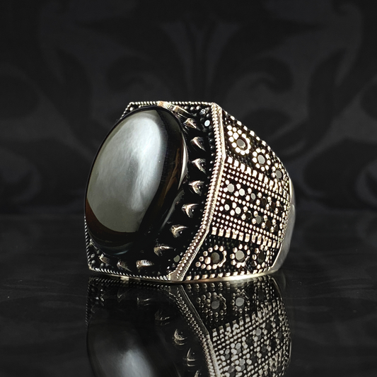 Onyx Black Gemstone 925 Sterling Silver Men Ring