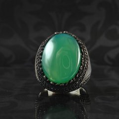 Anillo de plata maciza de piedra esmeralda 925, anillo de piedra preciosa esmeralda verde 