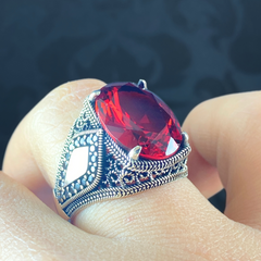 Red Ruby Gemstone 925 Sterling Silver Men Handmade Ring