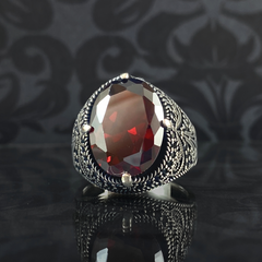 Red Ruby Gemstone 925 Sterling Silver Men Handmade Ring