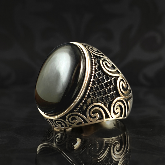 Black Onyx Stone 925 Sterling Silver Men Handmade Turkish Ring