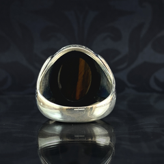 Tiger Eye Brown Stone 925 Solid Silver Men Ring