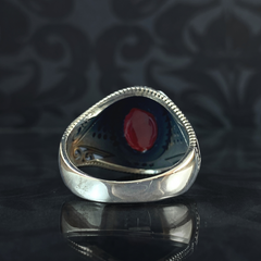 Red Ruby Stone 925 Solid Silver Turkish Classic Ring