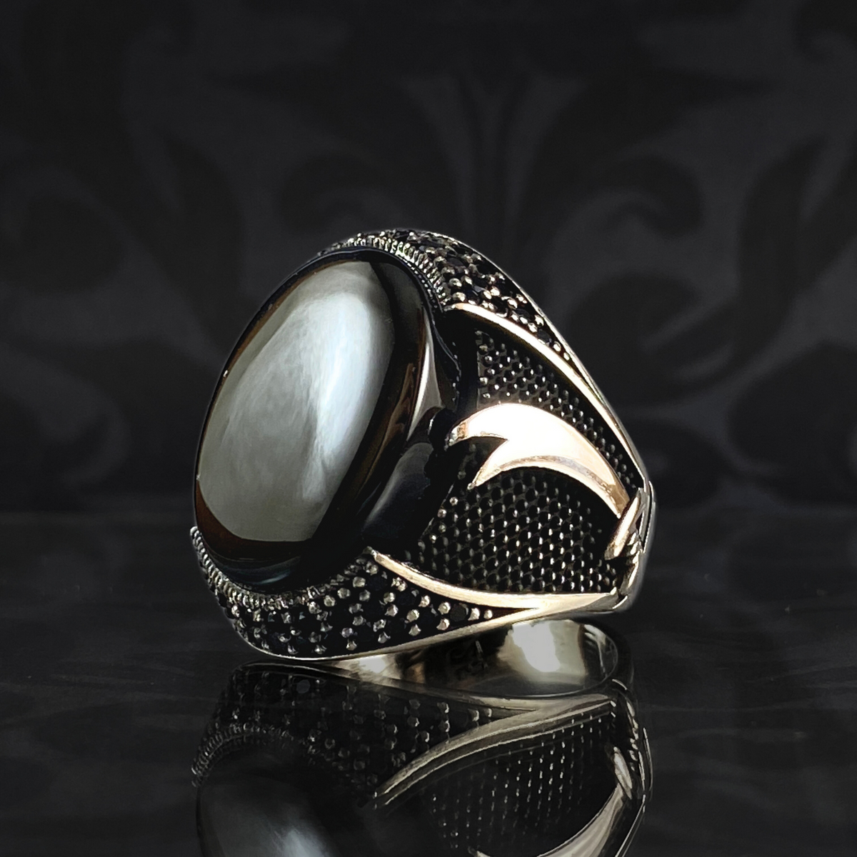 Sword Zulfigar Black Onyx Stone 925 Sterling Silver Men Handmade Ring