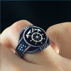 Sea Anchor Sailor 925 Sterlinh Silver Men Ring