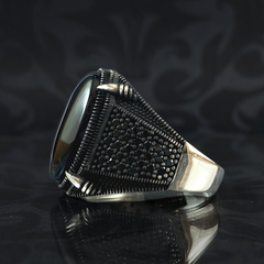 Men Handmade 925 Silver Black Onyx Stone Ring