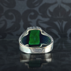 Green Emerald Stone 925 Solid Silver Turkish Ring