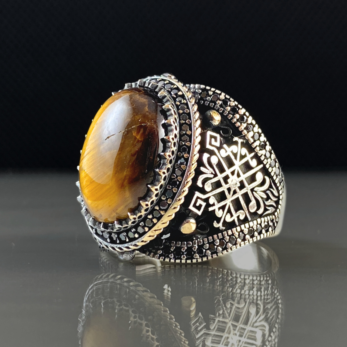 Brown Tiger Eye Gemstone 925 Sterling Silver Ring