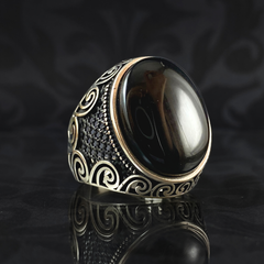 Black Onyx Stone 925 Sterling Silver Men Handmade Turkish Ring