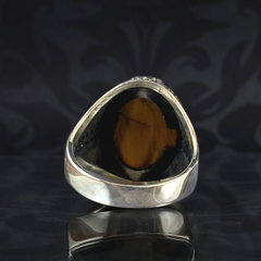 Brown Tiger Eye Stone 925 Sterling Silver Men Handmade Ring