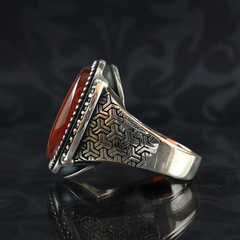 Red Agate Stone 925 Sterling Silver Men Handmade Ring