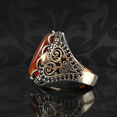 Red Agate Gemstone 925 Solid Silver Men Handmade Ring