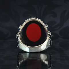 Red Agate Stone 925 Sterling Silver Men Handmade Ring