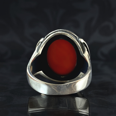 Red Agate Stone 925 Sterling Silver Men Handmade Ring