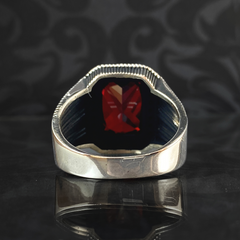 Red Ruby Gemstone 925 Sterling Silver Men Ring