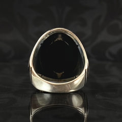 Euro Money Black Onyx Stone 925 Sterling Silver Men Handmade Ring