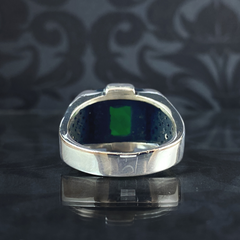 Green Emerald Stone 925 Solid Silver Men Handmade Ring