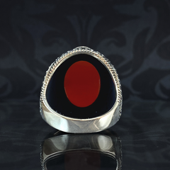 Red Agate Gemstone 925 Solid Silver Men Handmade Ring