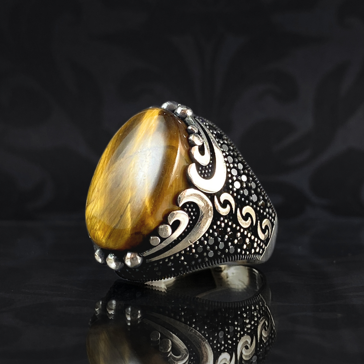 Brown Tiger Eye Gemstone 925 Sterling Silver Men Handmade Ring