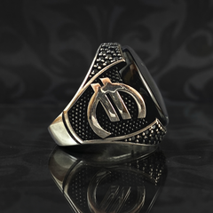 Euro Money Black Onyx Stone 925 Sterling Silver Men Handmade Ring