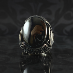 Euro Money Black Onyx Stone 925 Sterling Silver Men Handmade Ring