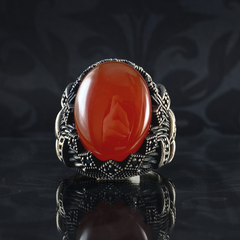 Red Agate Stone 925 Sterling Silver Men Handmade Ring