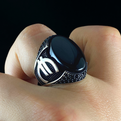 Euro Money Black Onyx Stone 925 Sterling Silver Men Handmade Ring