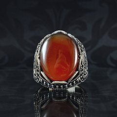 Red Agate Gemstone 925 Solid Silver Men Handmade Ring