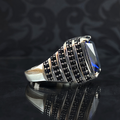 Sapphire Gemstone 925 Sterling Silver Men Ring