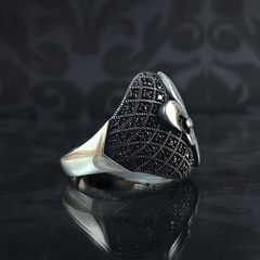 Fleur De Lis Black 925 Sterling Silver Design Ring