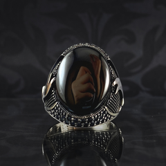 Sword Zulfigar Black Onyx Stone 925 Sterling Silver Men Handmade Ring