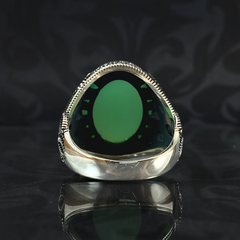 Green Agate Gemstone 925 Solid Silver Men Ring