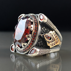 Large Gemstone Ruby 925 Sterling Silver Men Ring