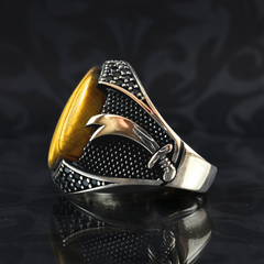 Sword Zulfigar 925 Brown Silver Men Handmade Ring