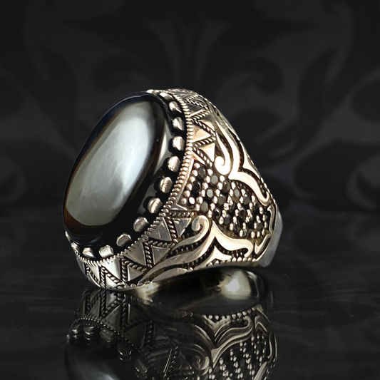 Black Onyx Stone 925 Sterling Silver Men Ring