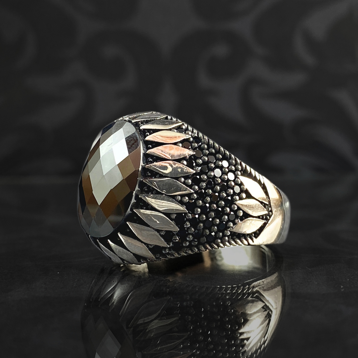 Classic Black Onyx Stone 925 Sterling Silver Men Ring