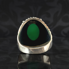 Green Agate Gemstone 925 Sterling Silver Men Handmade Ring