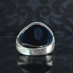 Classic Black Onyx Stone 925 Sterling Silver Men Ring