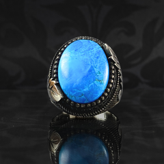 Men Handmade Turquoise Stone 925 Sterling Silver Men Handmade Ring