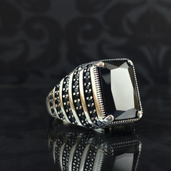 Black Onyx Gemstone 925 Sterling Silver Men Ring