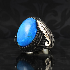 Men Handmade Turquoise Stone 925 Sterling Silver Men Handmade Ring