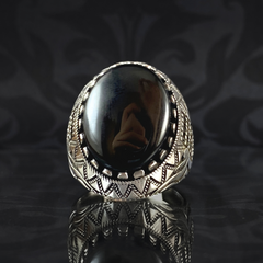 Black Onyx Stone 925 Sterling Silver Men Ring