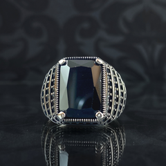 Black Onyx Gemstone 925 Sterling Silver Men Ring