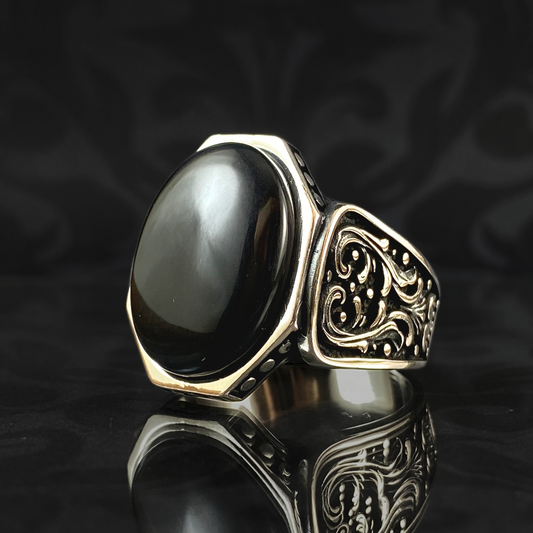 Daily Classic Black Onyx Stone 925 Sterling Silver Men Ring