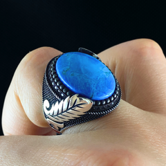 Men Handmade Turquoise Stone 925 Sterling Silver Men Handmade Ring